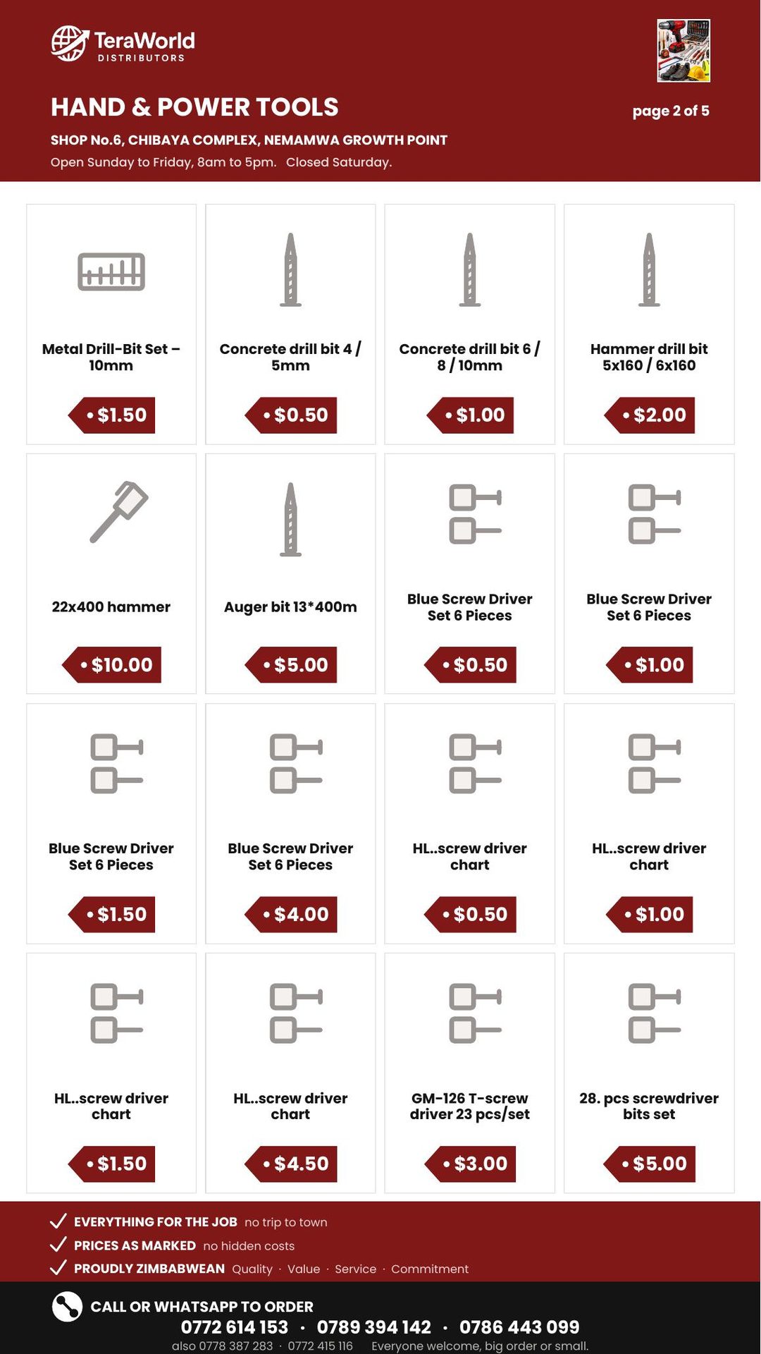 Hand & Power Tools price list, page 2 of 5