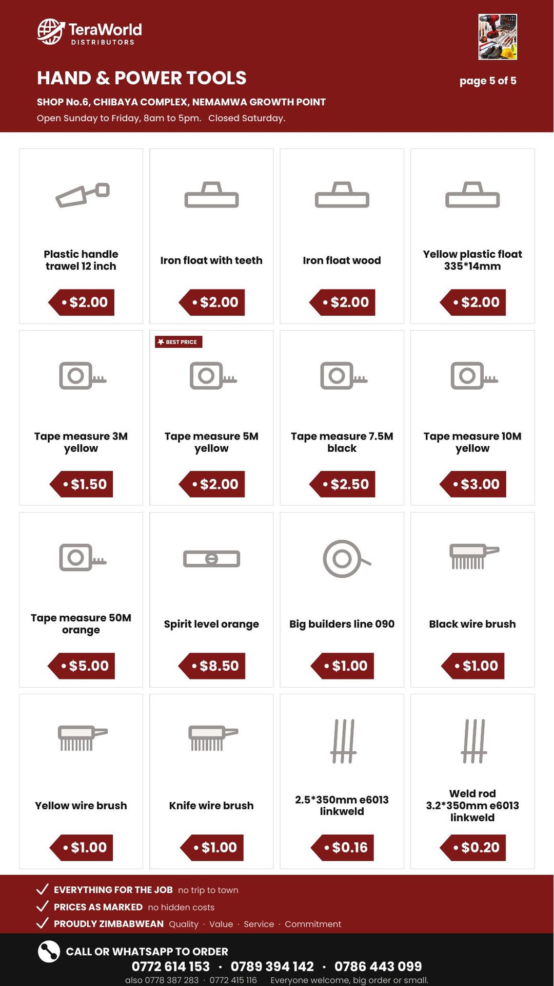 Hand & Power Tools price list, page 5 of 5