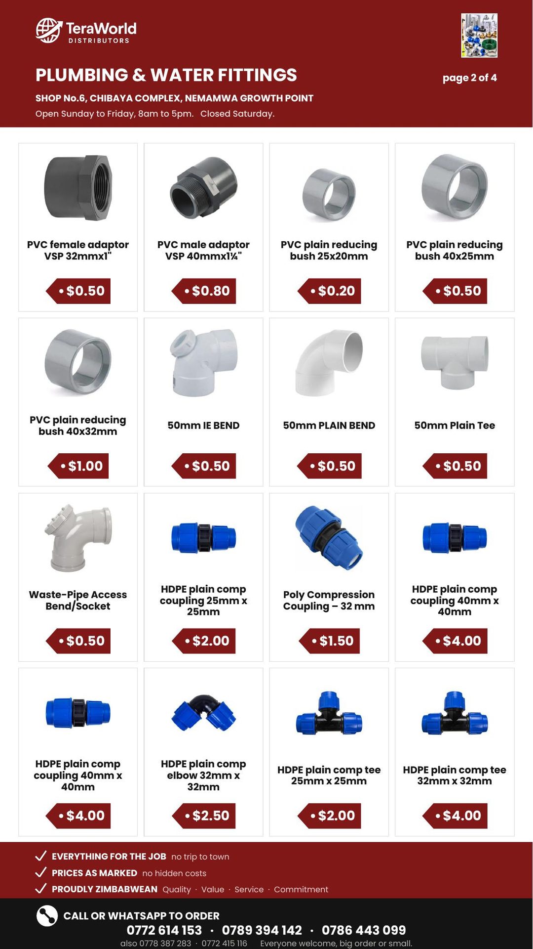 Plumbing & Water Fittings price list, page 2 of 4