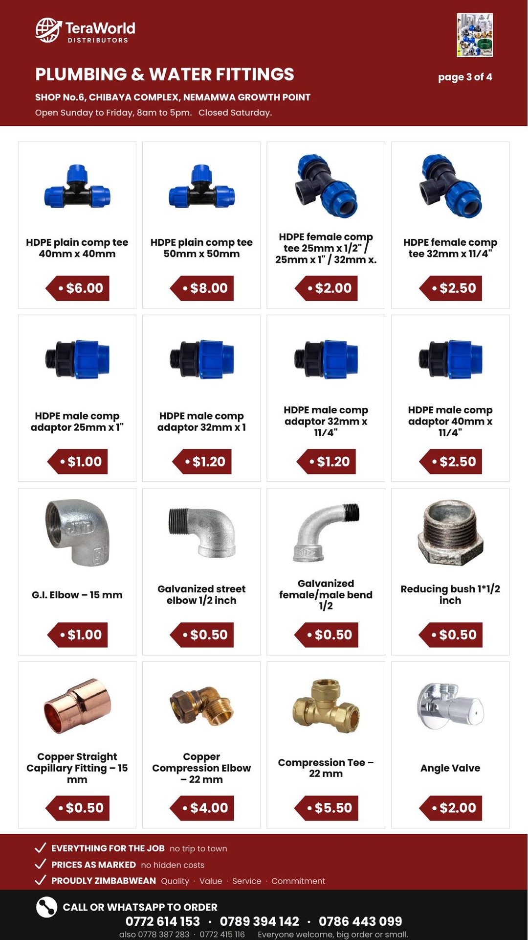 Plumbing & Water Fittings price list, page 3 of 4