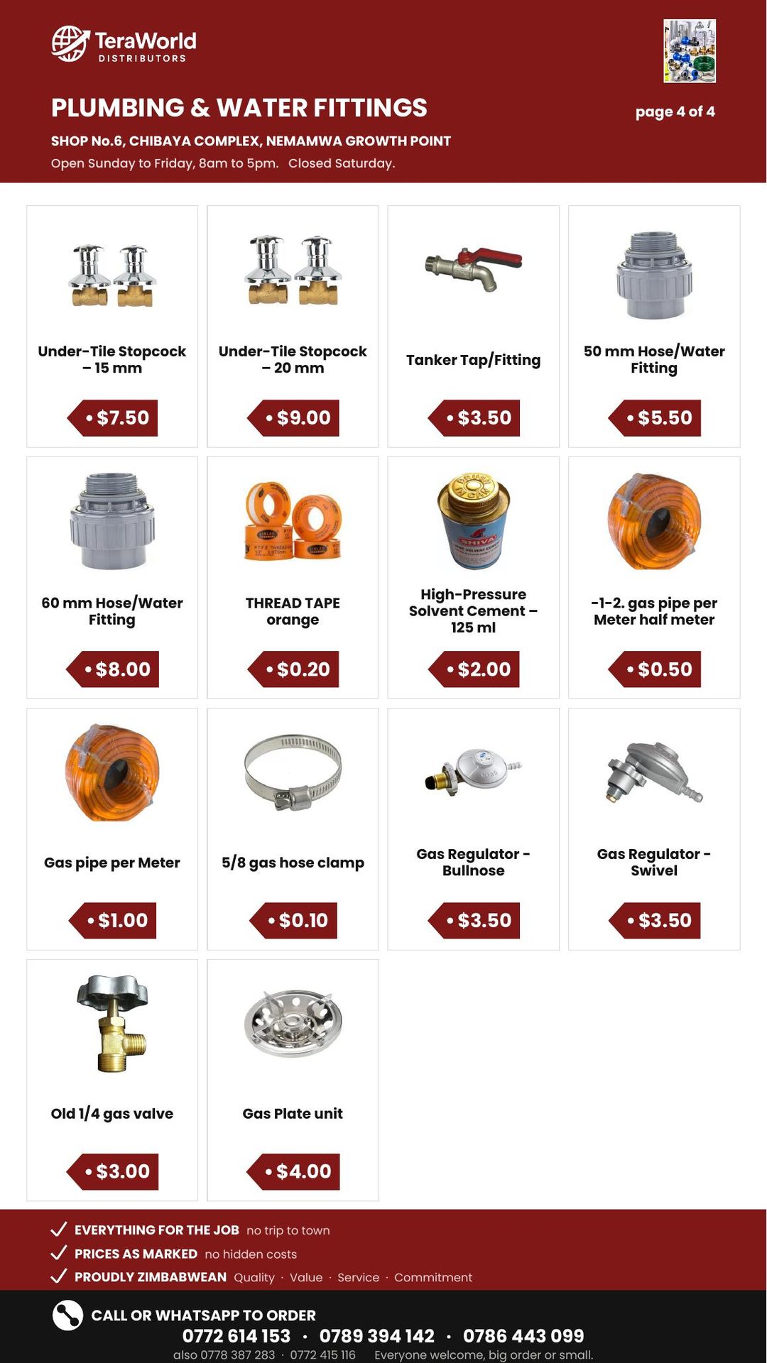 Plumbing & Water Fittings price list, page 4 of 4