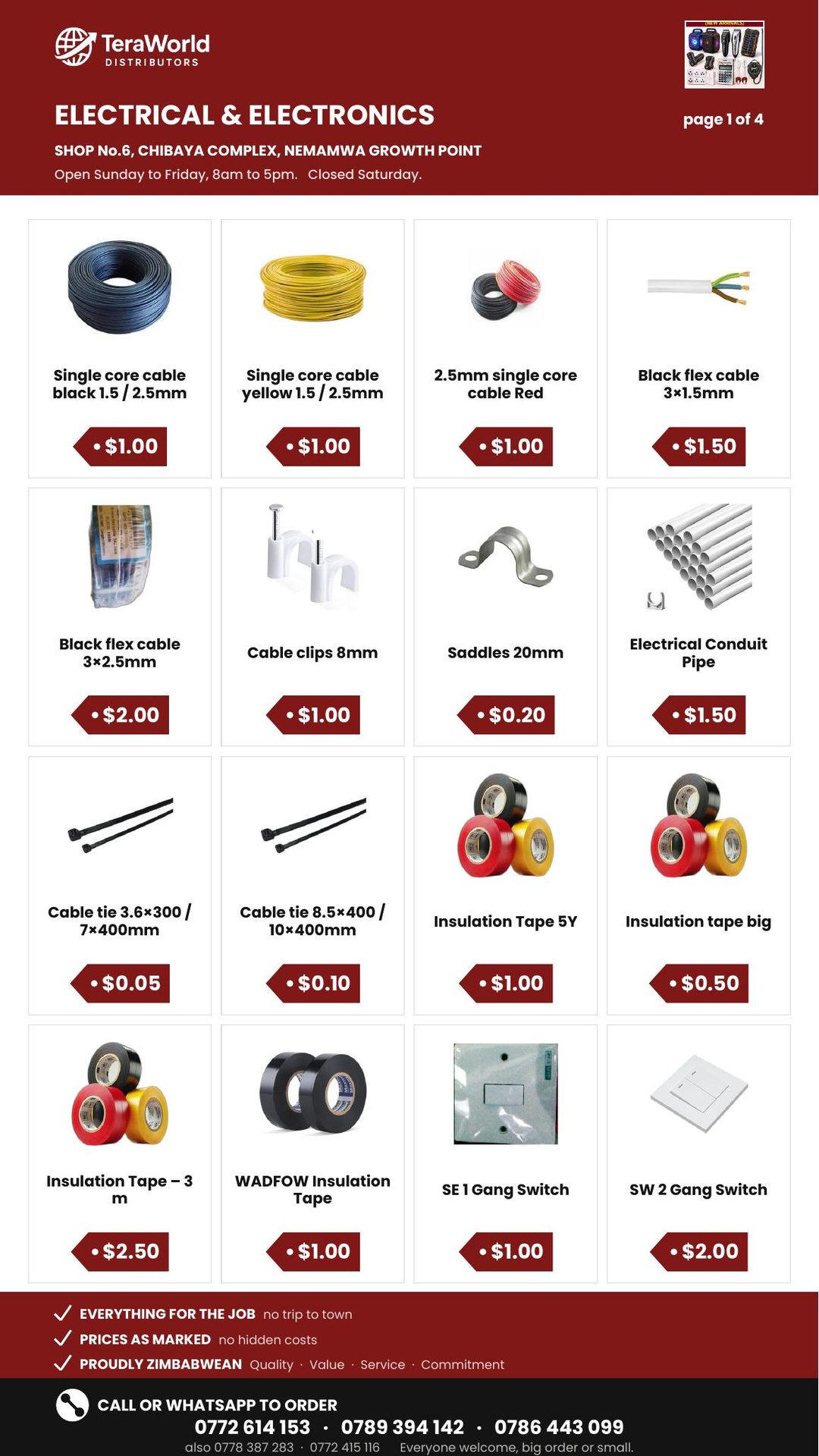 Electrical & Electronics price list, page 1 of 4