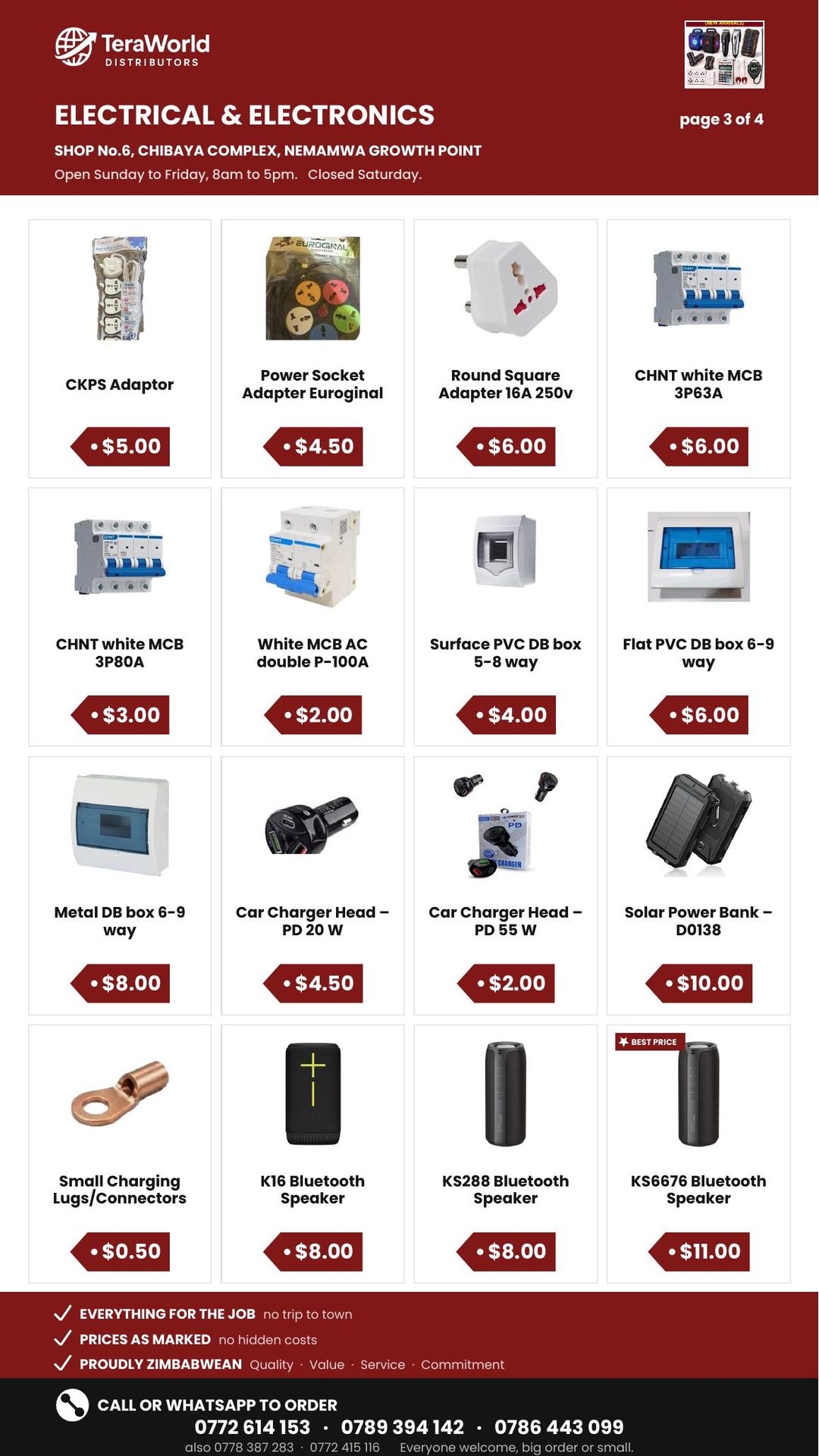 Electrical & Electronics price list, page 3 of 4