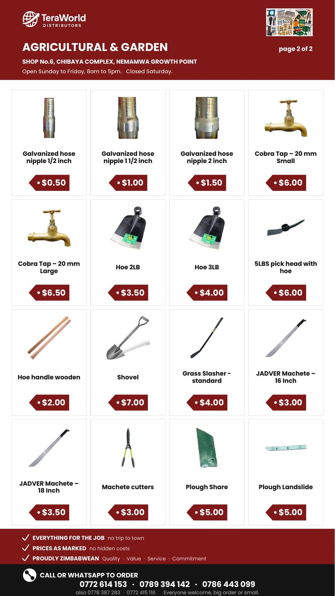 Agricultural & Garden price list, page 2 of 2